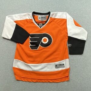 NHL Rebook Philadelphia‎ Flyers Home Hockey Jersey Sz Youth L-XL Distressed